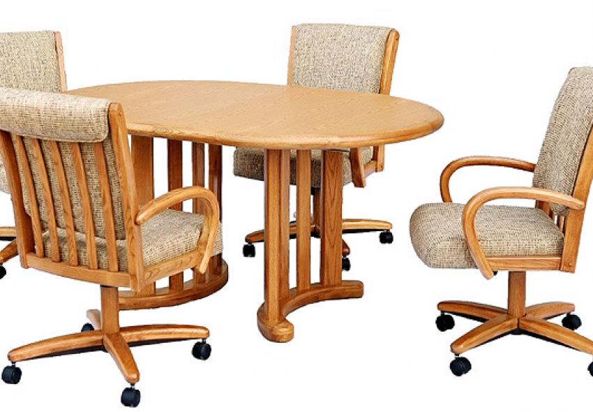 kitchen table with wheeled upolshter chair